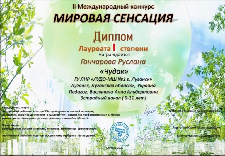 Поздравляем наших лауреатов II международного конкурса «Мировая сенсация».
